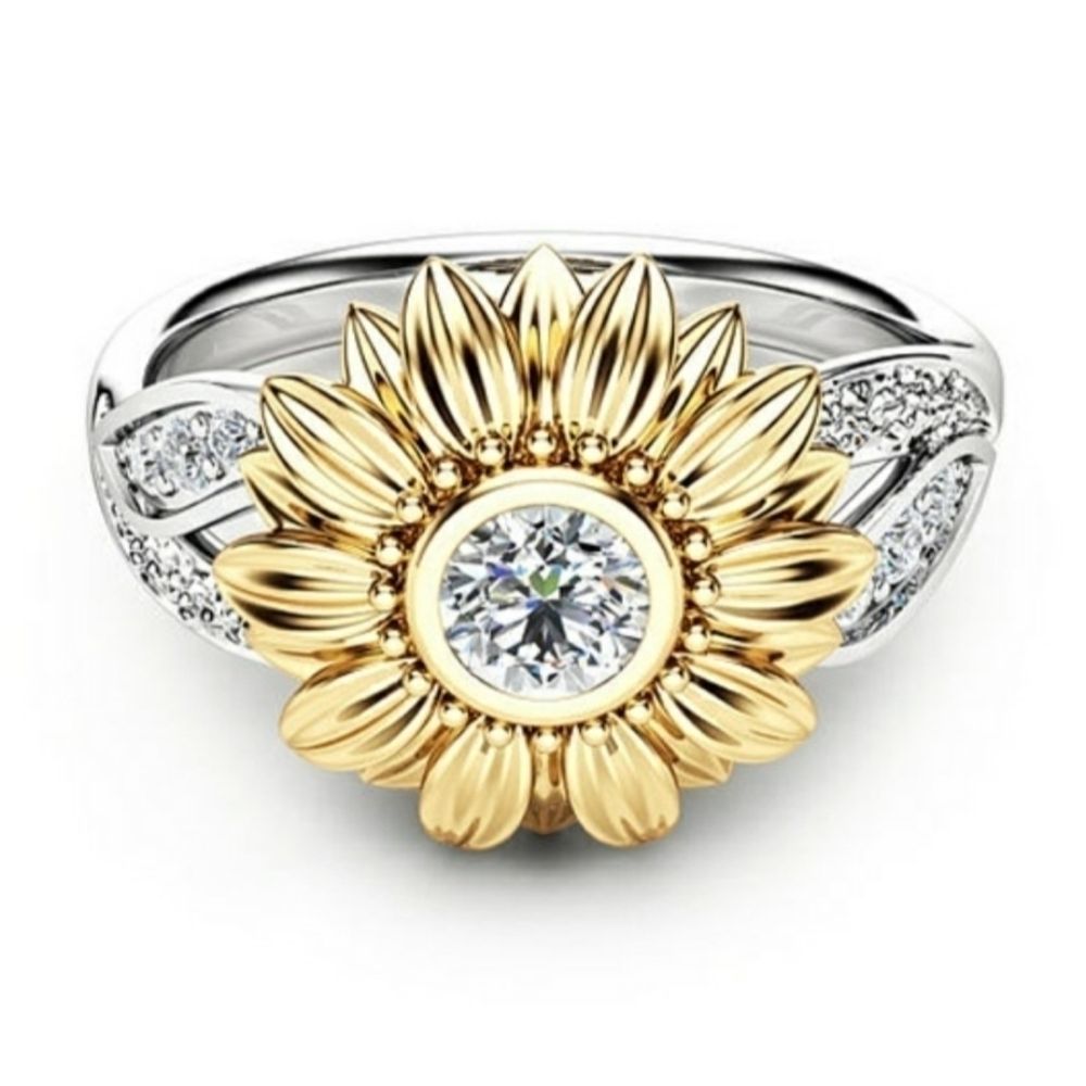 Cute Flower Ring Sterling Silver, 18kt & CZ